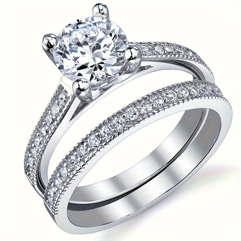 9 Piece Princess Cut Cubic Zirconia Bridal Wedding Ring Set for Women – Stackable Engagement Rings, Classic Jewelry Gift for Girlfriend & Wife