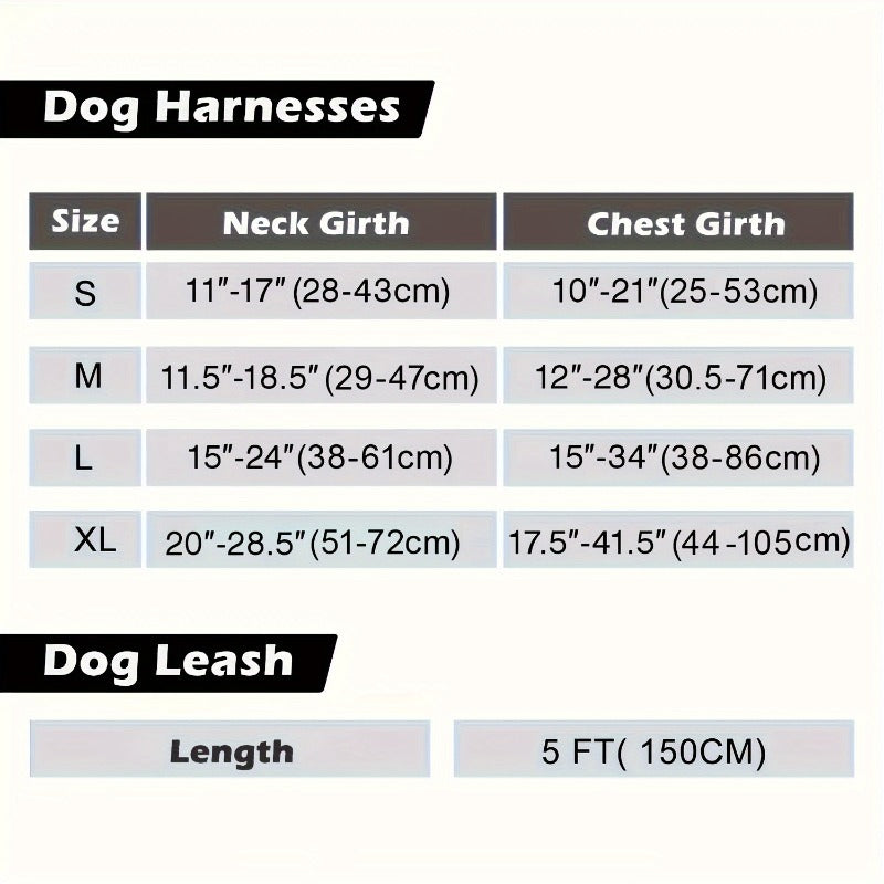 No Pull Dog Harness and Leash Set – Adjustable Reflective Oxford Vest Harness with 5-Foot Padded Handle Rope for Medium to Large Dogs, Quick-Release Buckles, Sizes S-XL, 5 Colors