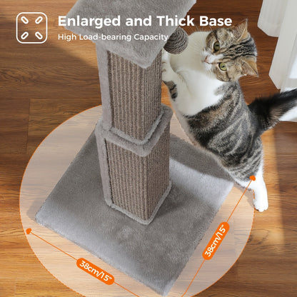 Cat Tree Tower Multi-Tier Sisal Scratching Post with Hanging Toys for Indoor Cats, Sturdy Cat Climbing Tower Activity Center for Energetic Cats, Available in Grey and Black