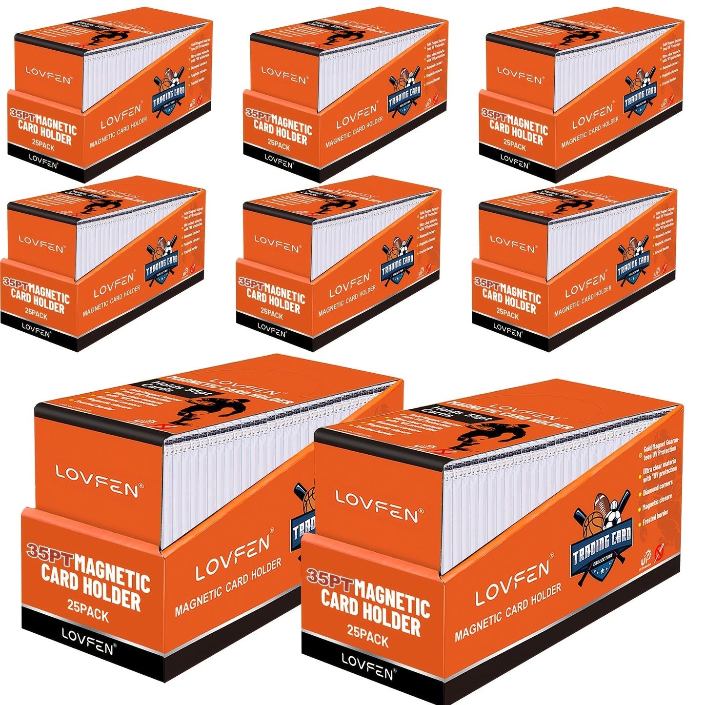 Magnetic Card Holders 35pt UV Protection – Ultra-Thin Hard Plastic Trading Card Cases, Single Touch One-Touch Holders for Sports Cards, Football, Baseball, Pokemon, TCG – 25/50/100/200/400 Pack