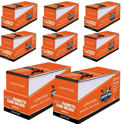 Magnetic Card Holders 35pt UV Protection – Ultra-Thin Hard Plastic Trading Card Cases, Single Touch One-Touch Holders for Sports Cards, Football, Baseball, Pokemon, TCG – 25/50/100/200/400 Pack