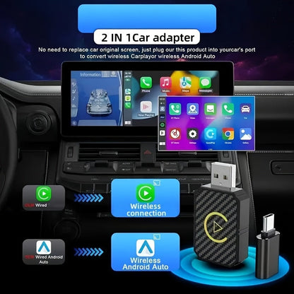 Mini Wireless CarPlay Adapter 2025 Upgraded – Plug & Play Wired to Wireless CarPlay Dongle for Apple iPhone & Android, Low Latency, Fast Stable Connection, No Battery Required, USB Set Included