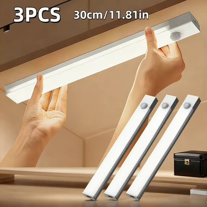 USB-C Rechargeable LED Motion Sensor Cabinet Lights 3 & 6 Pack – Wireless Magnetic Under Cabinet Night Light with 3 Modes for Kitchen, Closet, Stairs, Hallway & Bathroom, 10cm/20cm/30cm