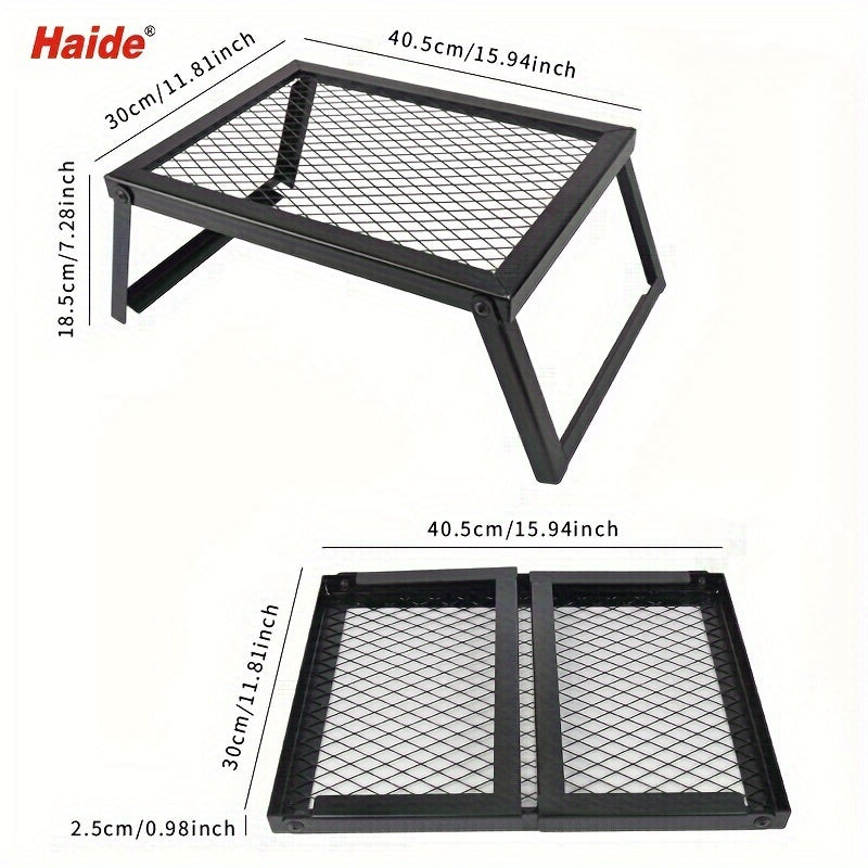 Heavy Duty Bonfire Campfire Grill with Firewood Rack – Outdoor BBQ Grill for Camping, RV, Picnic & Backyard, Includes Storage Bag, Food Clips & Cleaning Cloth, Perfect Men's Gift