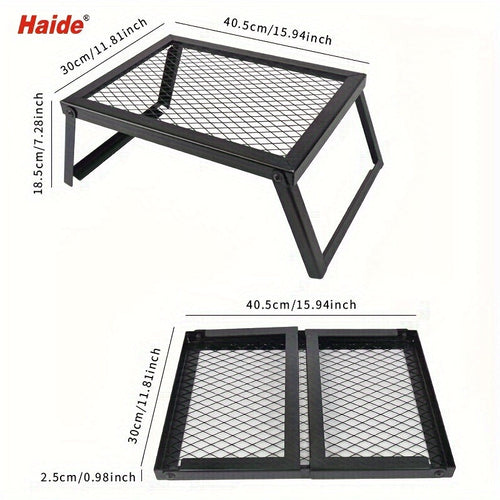 Heavy Duty Bonfire Campfire Grill with Firewood Rack – Outdoor BBQ Grill for Camping, RV, Picnic & Backyard, Includes Storage Bag, Food Clips & Cleaning Cloth, Perfect Men's Gift