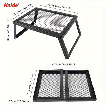 Heavy Duty Bonfire Campfire Grill with Firewood Rack – Outdoor BBQ Grill for Camping, RV, Picnic & Backyard, Includes Storage Bag, Food Clips & Cleaning Cloth, Perfect Men's Gift