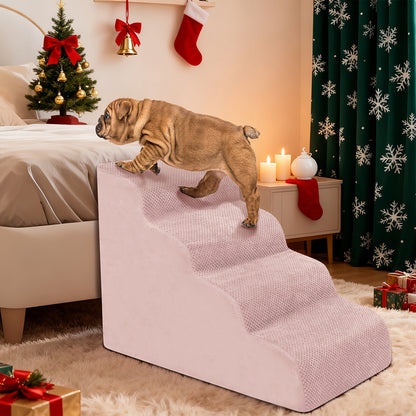NIUBYA Extra Wide Dog Stairs for Small Dogs – High Density Foam Pet Steps, Non-Slip Bottom, Soft Cushioned Ramp for High Beds Couch Sofa, Ideal for Injured Elderly Dogs, Polypropylene, Compact