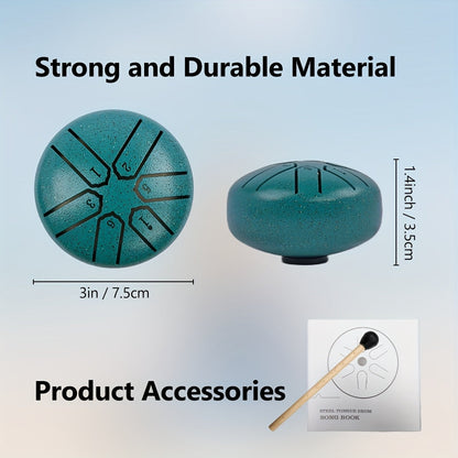 3-Inch 6-Tone Steel Tongue Rain Drum – Portable Percussion Instrument for Yoga, Meditation, Sound Therapy, Travel & Relaxation, Musical Gift for Adults & Kids