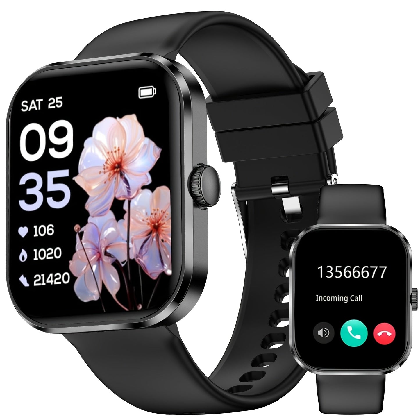 Smart Watch 1.91 Inch AMOLED HD Touchscreen Voice Calling Music Playback Voice Assistant Multiple Sports Modes Compatible with iPhone Android Fitness Tracker Black Pink Yellow Silver