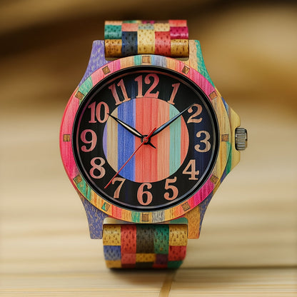 Natural Wood Watch for Men – Hollow Arabic Dial Quartz Wooden Timepiece, Handcrafted Unique Grain Wristwatch, Perfect Gift for Men, Boys, Fathers & Sons on Birthday or Father's Day