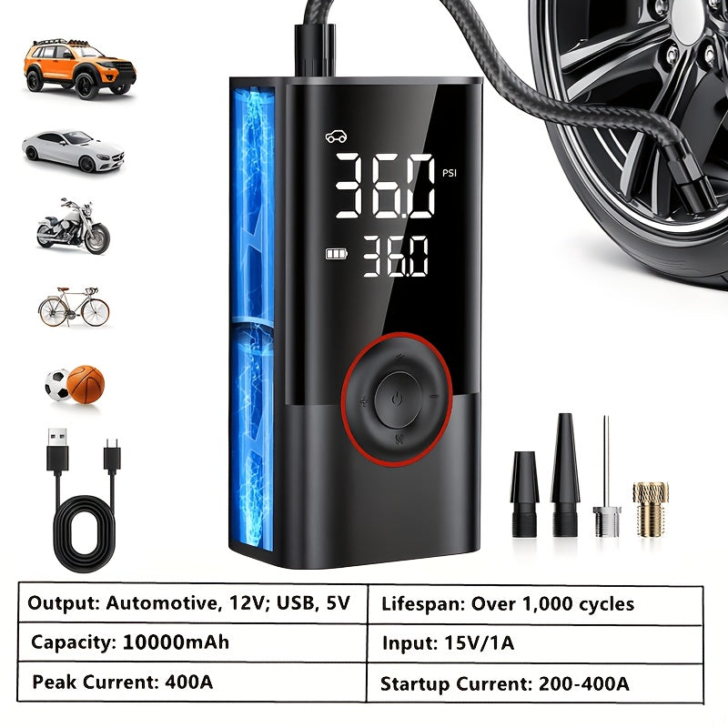 Cordless Digital Tire Inflator 150PSI with Protective Case – Portable Air Compressor Pump for Car Motorcycle Bike SUV Truck, Auto Emergency Kit, Gift for Men & Dad