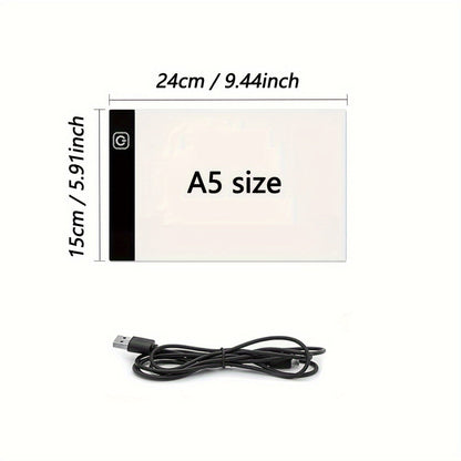 LED Light Pad for Diamond Painting – A2 A3 A4 A5 USB Powered, Adjustable Brightness, Ultra-Thin Light Board for Tracing Sketching Drawing Animation Stencil Art Craft, Optional Bracket & Drill Pen