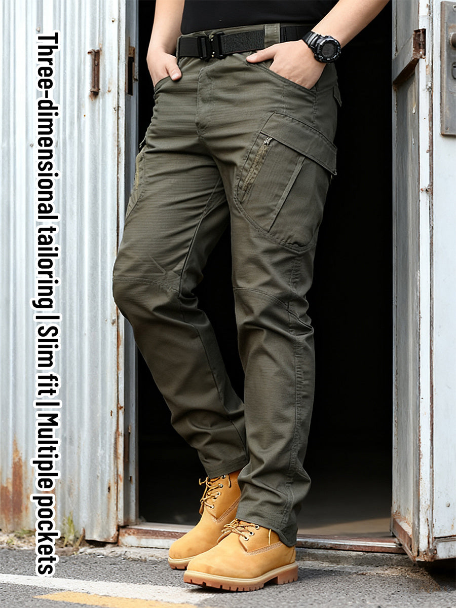 IX9 Men's Tactical Cargo Pants Slim Fit – Quick-Dry Breathable Tear-Resistant Multi-Pocket 3D Cut Outdoor Work Pants for Hiking Camping Climbing Fishing S-XXXL