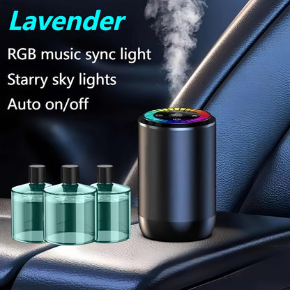 Smart Car Air Freshener Aromatherapy Diffuser Starry Sky Light Show USB Rechargeable Adjustable Fragrance – Natural French Scented Essential Oil Gardenia Ocean Lavender Cologne Car Gift