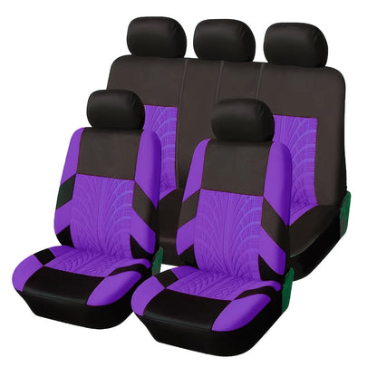 Full Enclosure 5-Seat Car Seat Covers with Tire Track Design – Universal Fit for Most Cars & SUVs, Breathable Fabric, Front & Rear Seat Protection, Stylish Auto Interior Accessories in Multiple Colors