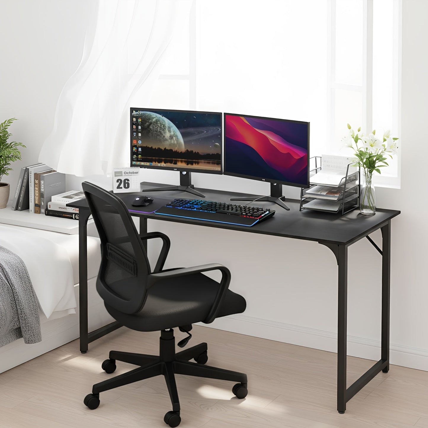 Computer Desk 32/39/47 Inch – Modern Writing & Gaming Desk with Sturdy Metal Frame, Home Office Study Workstation for PC, Laptop & Monitor Setup, 3 Size Options
