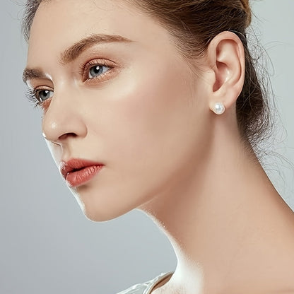 925 Sterling Silver Freshwater Pearl Stud Earrings for Women – 2 Pairs 7mm Hypoallergenic Classic Pearl Earrings, Elegant Jewelry Gift for Valentine’s Day Mother’s Day Birthday Anniversary