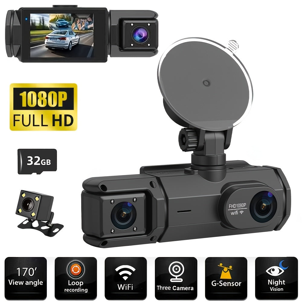 Dash Cam S2N 1080P HD Front and Rear Dual Camera with ADAS Night Vision G-Sensor Loop Recording 24Hr Parking Mode, 170° Wide Angle 2" IPS Screen Car DVR SD Card Not Included