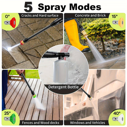 4500 PSI Electric Pressure Washer 3.2 GPM – with Foam Cannon, 4 Quick-Connect Nozzles, Inlet Hose & Filter for Car, Fence, Driveway & Home Cleaning
