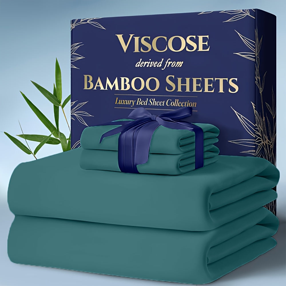 Cooling Bamboo Bed Sheet Sets Deep Pocket | Ultra-Soft Breathable 4-Piece Sheets for Hot Sleepers | Twin Full Queen King | Moisture-Wicking Temperature Regulating Pillowcases Included