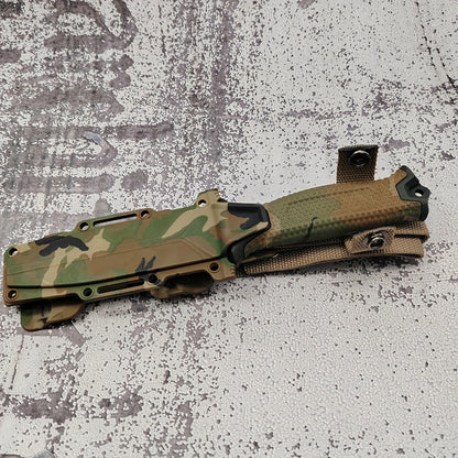 Outdoor Fixed Blade Knife – Stainless Steel Straight Blade, Non-Slip Handle, K-Type Sheath, EDC Hunting Fishing Camping Survival Knife, Camouflage, Multi-Purpose Field Tool for Men