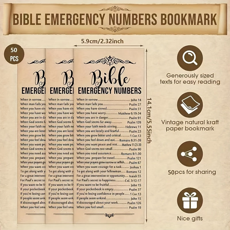 Bible Verse Bookmarks 50 Pack – Inspirational Scripture Brown Paper Bookmarks for Church, Sunday School Supplies, Vacation Bible School, Religious Gifts & Christian Stocking Stuffers