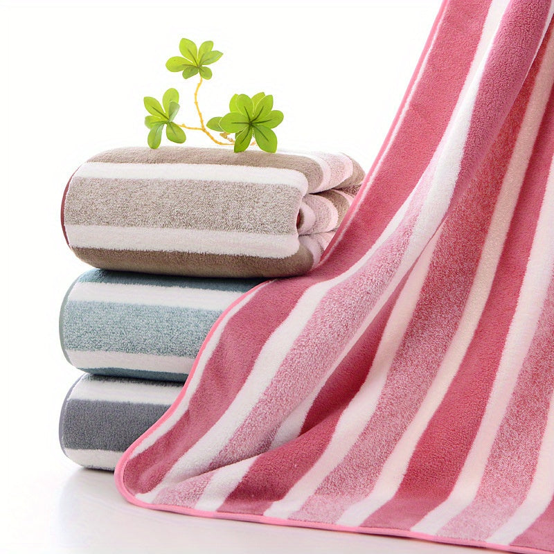 Striped Bath Towel Set Absorbent Quick-Dry Super Soft Skin-Friendly 27.6x55.1 Inch for Home Bathroom Beach – Available in 1 or 4 Pack Multiple Colors