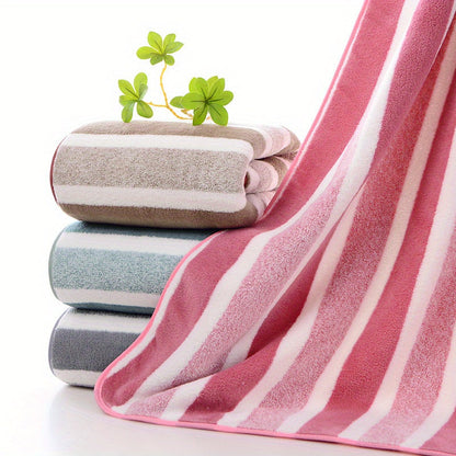 Striped Bath Towel Set Absorbent Quick-Dry Super Soft Skin-Friendly 27.6x55.1 Inch for Home Bathroom Beach – Available in 1 or 4 Pack Multiple Colors