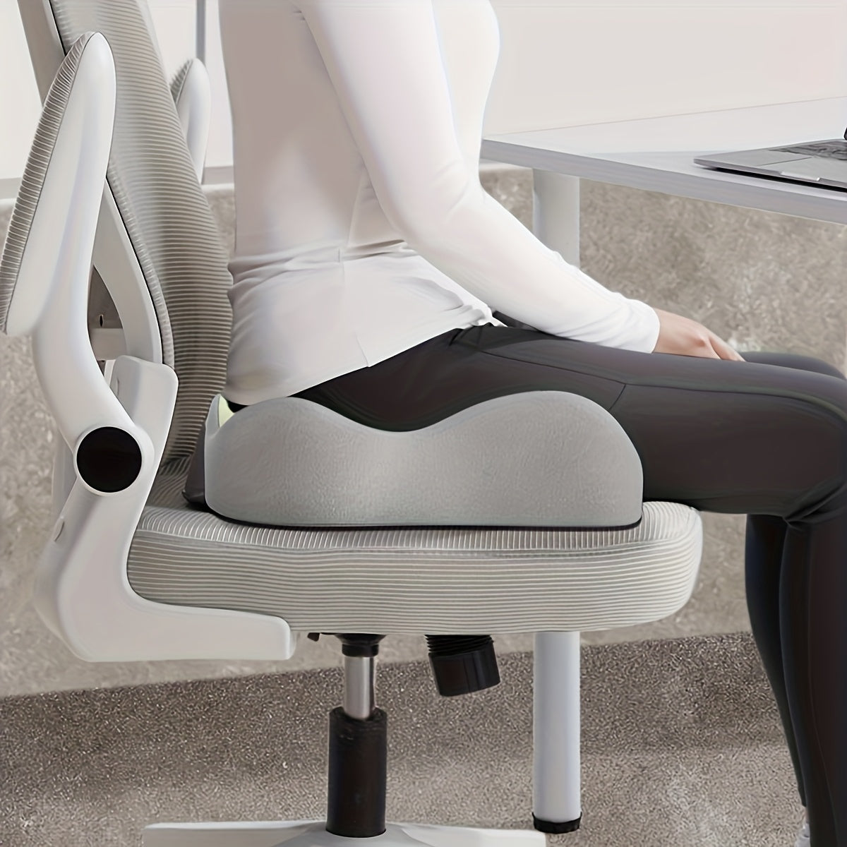 Ergonomic Memory Foam Seat Cushion for Office Chair, Wheelchair & Car Seat – Contoured Tailbone Relief, Soft Knit Cover, Non-Slip Base, Multiple Colors Available
