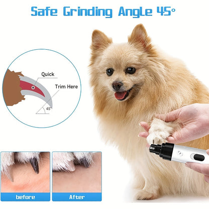 Electric Dog Nail Grinder Quiet Painless USB Rechargeable LED Screen Pet Grooming Tool