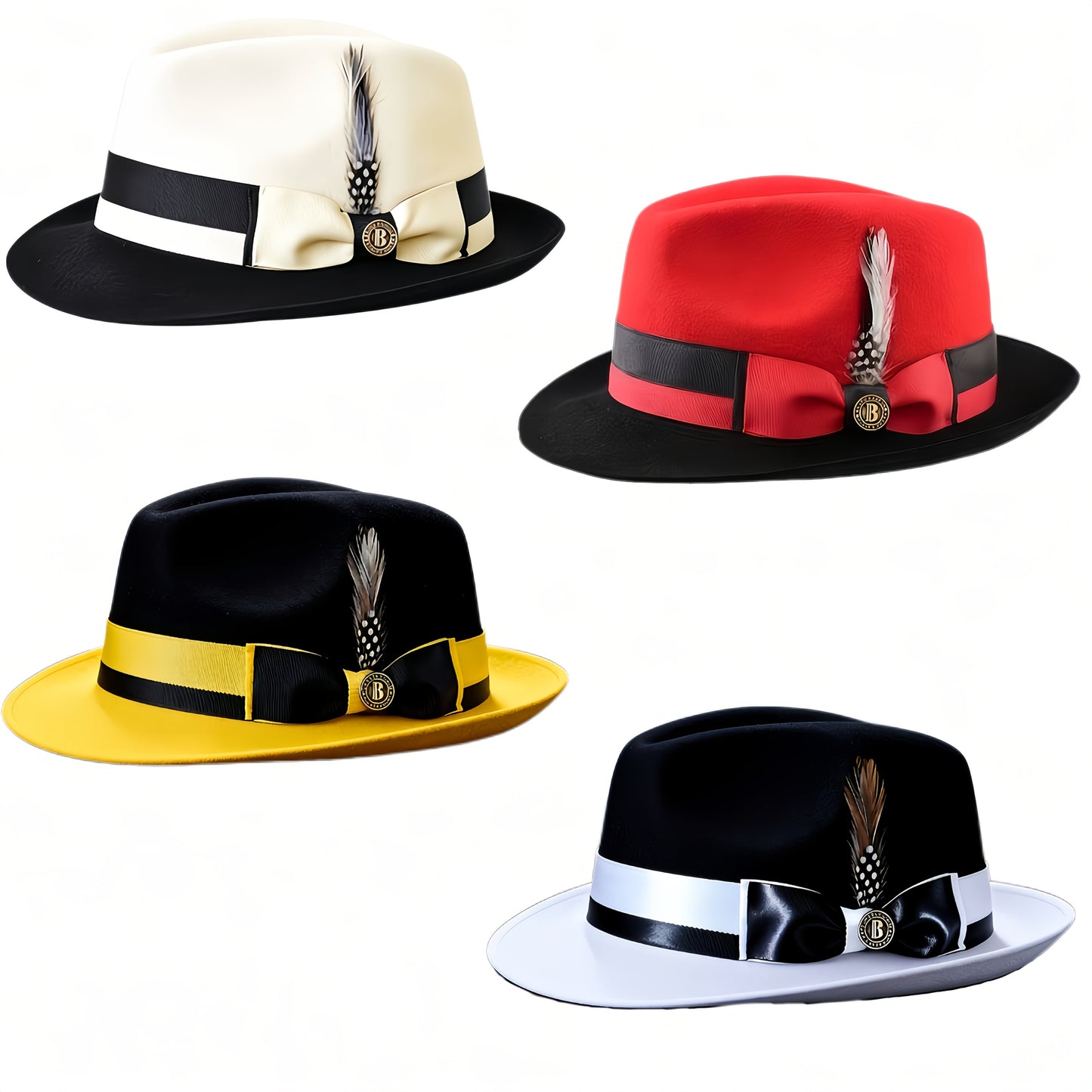 Men's Vintage British Gentleman Top Hat – Cashmere Wool Blend Adjustable 57-60cm, Classic Fall Winter Dress Hat in Black White Red Yellow, Stylish Gift for Men Birthdays Holidays