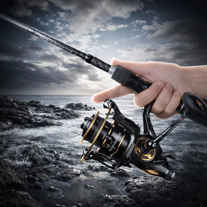 Spinning Fishing Reel High Gear Ratio Strong Drag System – Smooth Powerful Freshwater & Saltwater Fishing Reel with Sturdy Handle, Available in Sizes 500, 1000 & 3000 for Bass, Trout & Surf Fishing