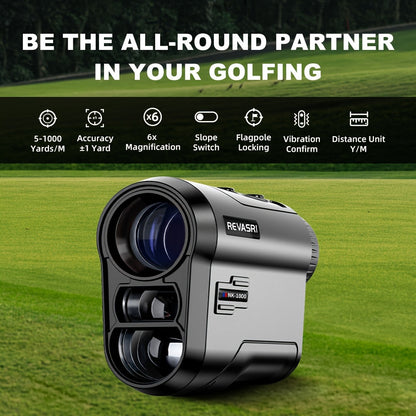 Golf Rangefinder 1000 Yards with Slope Compensation & Flag Vibration Lock, 6X Magnification Laser Distance Meter, USB-C Charging, Slope Switch, Monocular Rangefinder for Golf Tournament & Outdoor Sports