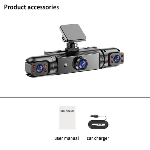 360° 4-Channel Dash Cam 1080P Full Coverage – Front 1080P + 720P Front/Rear/Left/Right, Night Vision WDR G-Sensor Loop Recording, Car Driving Recorder with Optional 32GB/64GB TF Card