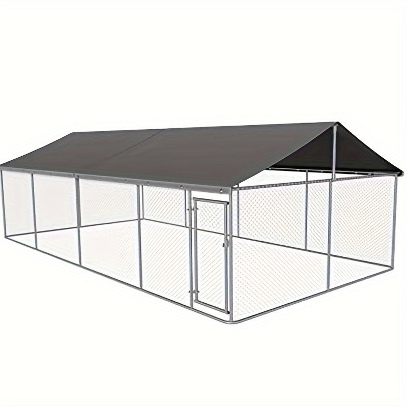 Heavy Duty Outdoor Dog Kennel Enclosure – Galvanized Steel Mesh Cage with Rain & UV-Proof Roof, Secure Lock, Ground Nails, 3 Sizes Available