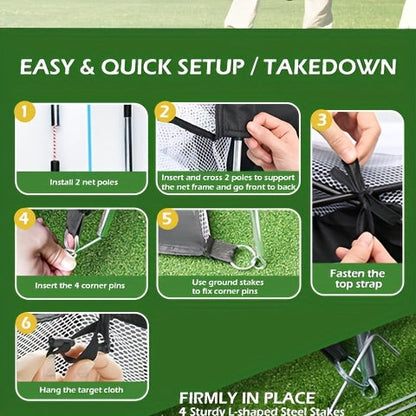 10x7ft Golf Practice Net & Mat Set with Balls, Tees & Carry Bag – Heavy Duty Golf Hitting Net for Backyard, Basement & Indoor Outdoor Use, Golf Training Equipment Gift for Men & Women