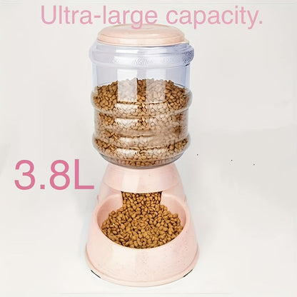 Automatic Gravity Dog Feeder and Water Dispenser 1 Gallon 3.8L - No Batteries Required, Durable PP Material, Suitable for Cats and Dogs Small Medium Pets, Hands-Free Gravity Feeding Station, Perfect Gift