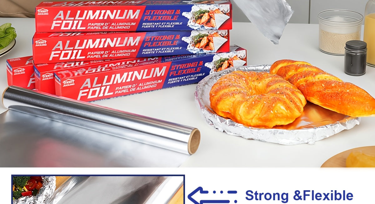 Heavy Duty Aluminum Foil Rolls 6 or 12 Pack – 12 Inch Wide, 30 Sq Ft Per Roll, Thick Strong Foil for Cooking, Grilling, Baking, Food Storage & Restaurant Use, Easy Open Tab