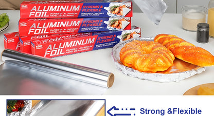 Heavy Duty Aluminum Foil Rolls 6 or 12 Pack – 12 Inch Wide, 30 Sq Ft Per Roll, Thick Strong Foil for Cooking, Grilling, Baking, Food Storage & Restaurant Use, Easy Open Tab