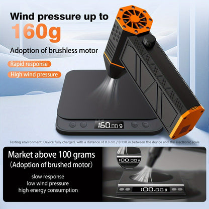 Electric Air Duster 130,000 RPM Cordless Rechargeable | 3-Speed Turbine Fan Air Blower for Keyboard, Computer, Car Interior & Home – Replaces Compressed Air Cans – Black & Orange