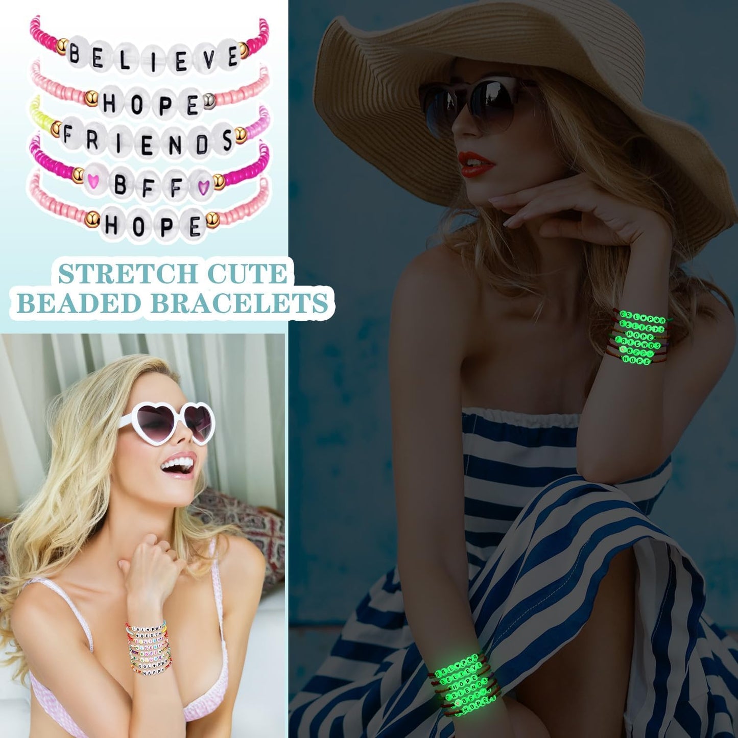 96 Pcs Y2K Beaded Friendship Bracelets Set – Colorful Stackable Bracelets for Women & Teen Girls, BFF Party Favors, Inspirational Gift, Trendy Jewelry Bulk Pack