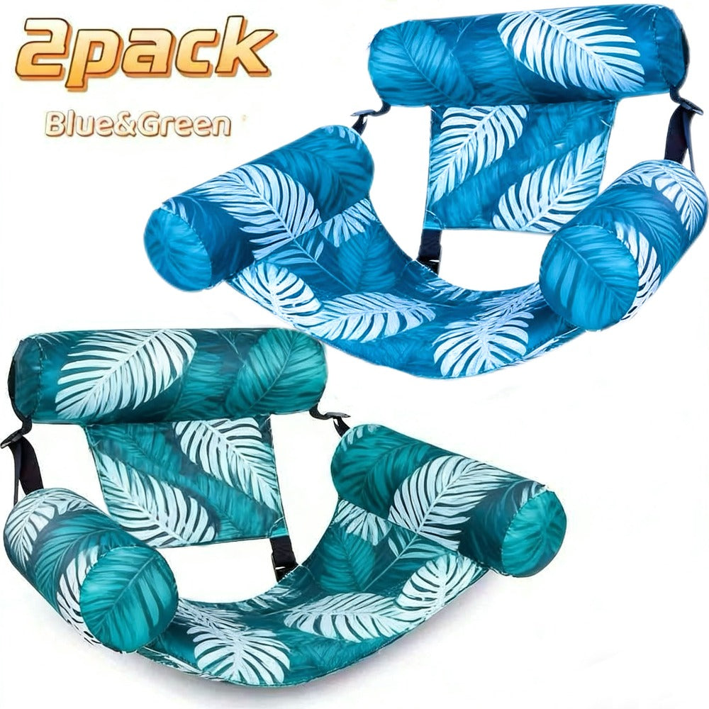 Inflatable Pool Float Leaf Design Lounge Chair for Adults Portable Summer Beach Float for Pool Beach Lakeside Party - Available in Blue Green 1 Pack or 2 Pack