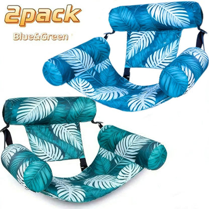 Inflatable Pool Float Leaf Design Lounge Chair for Adults Portable Summer Beach Float for Pool Beach Lakeside Party - Available in Blue Green 1 Pack or 2 Pack