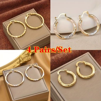 14K Gold Plated Twisted Hoop Earrings for Women – Vintage Bohemian Creole Round Hoops, Nickel-Free Copper, Perfect for Daily Wear Wedding Party Birthday Christmas Gift