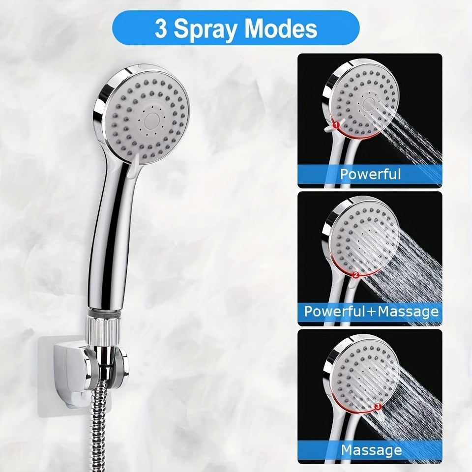 High Pressure Rainfall Handheld Shower Head Combo 11-Inch Extension Arm 9 Settings Anti-Leak Height Adjustable Chrome Matte Black