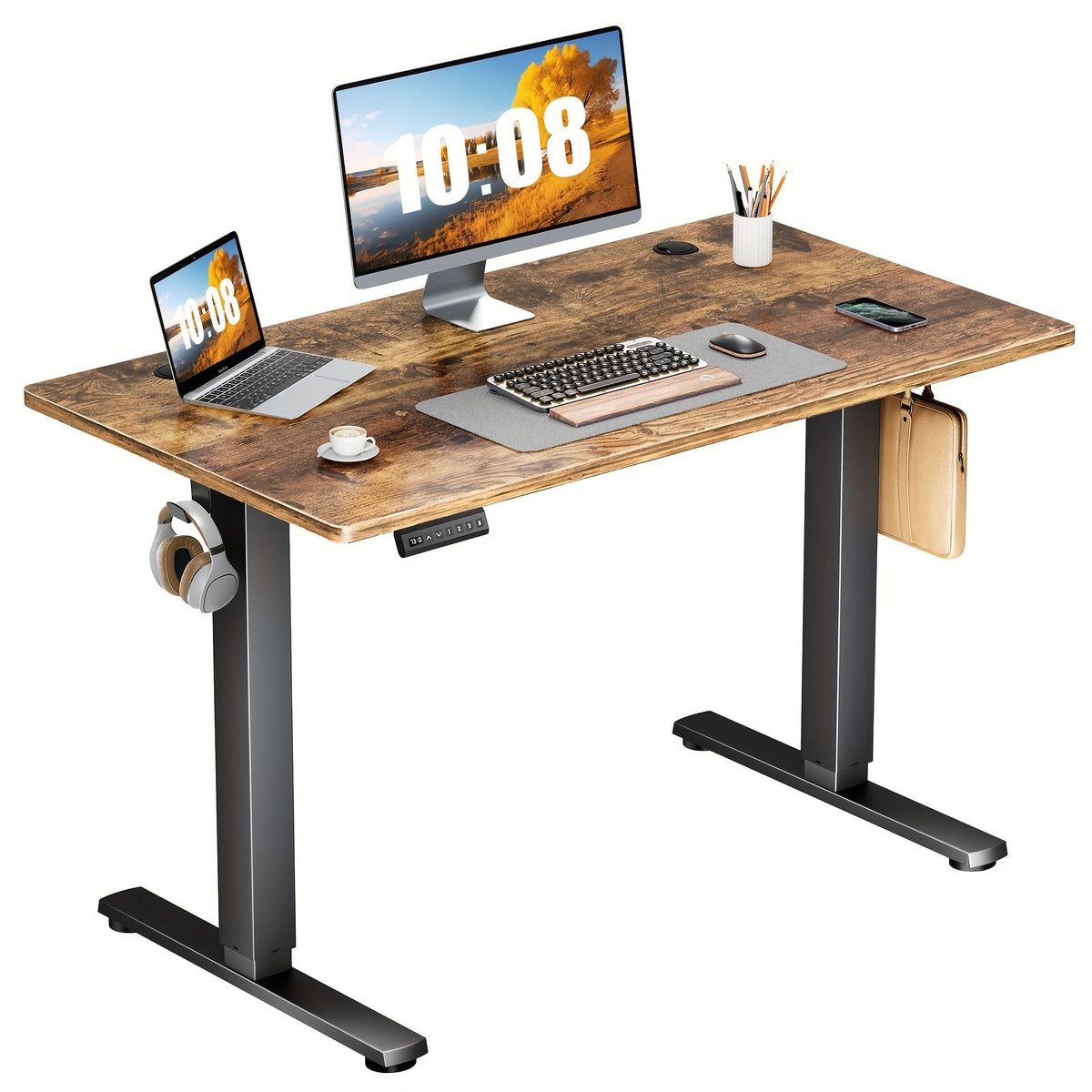 Electric Standing Desk Adjustable Height 40 48 55 63 Inch – Sit Stand Up Desk with Memory Controller & Anti-Collision, Ergonomic Home Office Gaming Workstation, Multiple Colors & Sizes