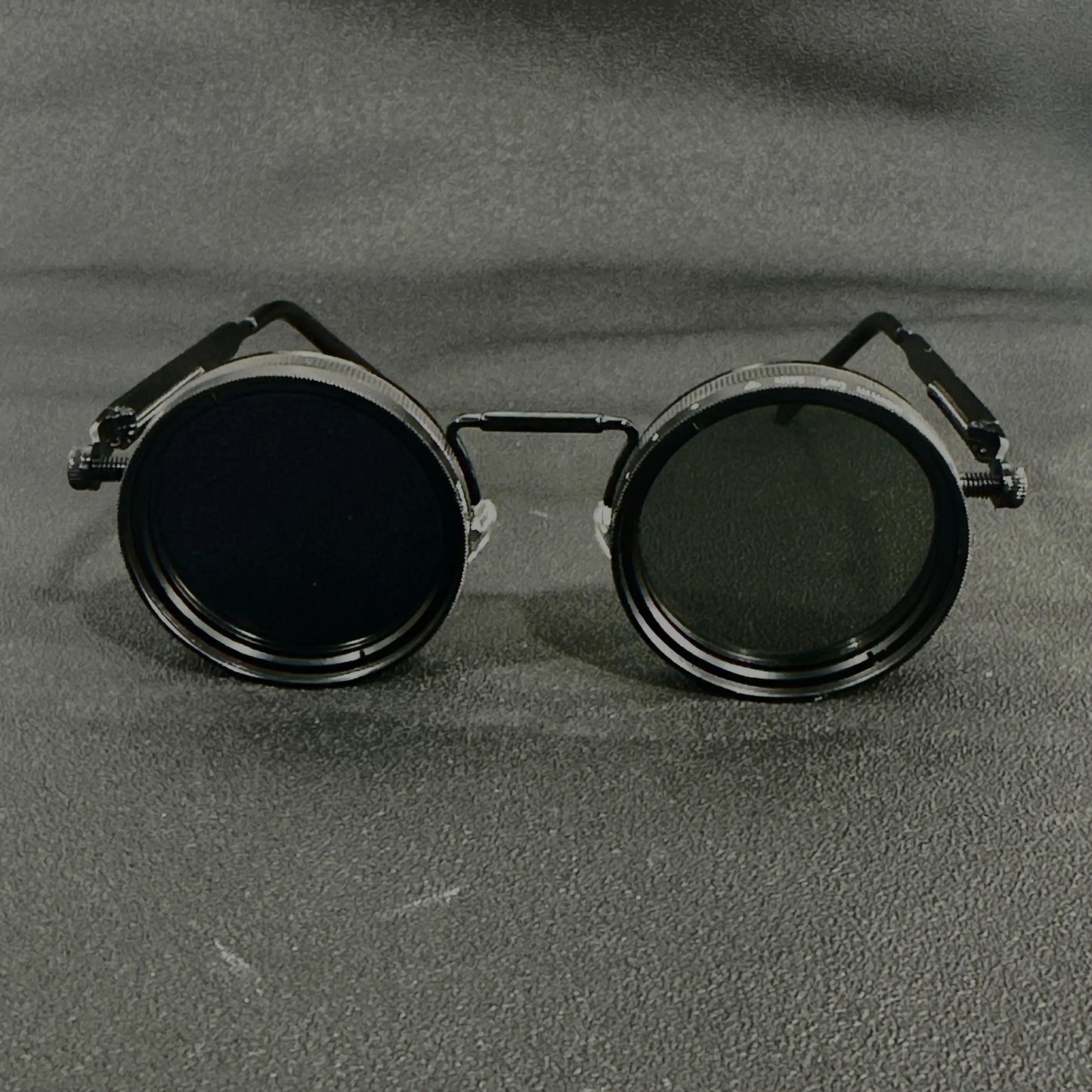 Men's Vintage Steampunk Spin Fashion Glasses – Adjustable Brightness, Alloy Frame, Black & Grey Gradient Interchangeable Lenses, Bohemian Party & Casual Eyewear Accessory