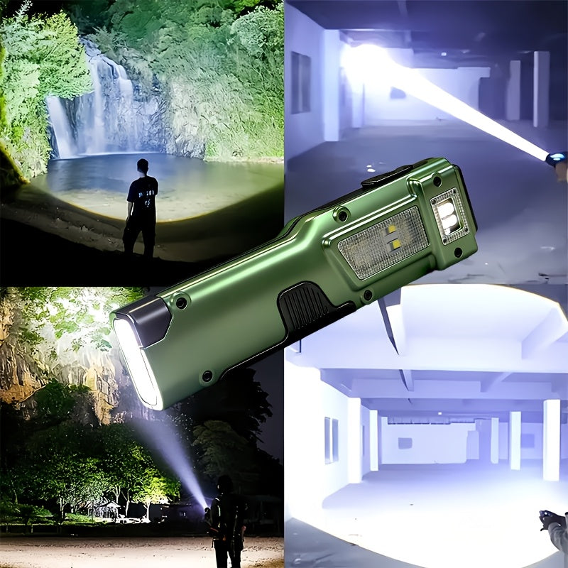 Rechargeable EDC Flat Flashlight 3000 Lumens – Tactical LED UV Flashlight 8 Modes 100M Range, Aluminum Body Digital Display, USB Rechargeable 18650 Battery, Camping Hiking Emergency Gift for Men