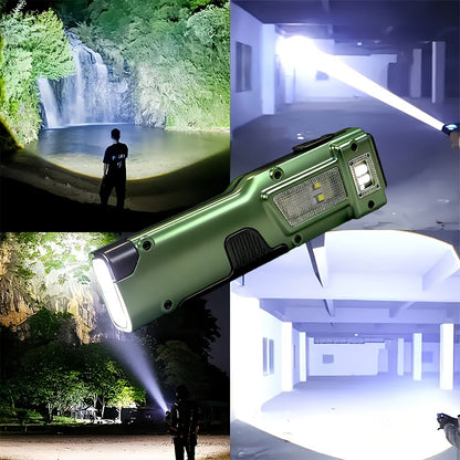 Rechargeable EDC Flat Flashlight 3000 Lumens – Tactical LED UV Flashlight 8 Modes 100M Range, Aluminum Body Digital Display, USB Rechargeable 18650 Battery, Camping Hiking Emergency Gift for Men