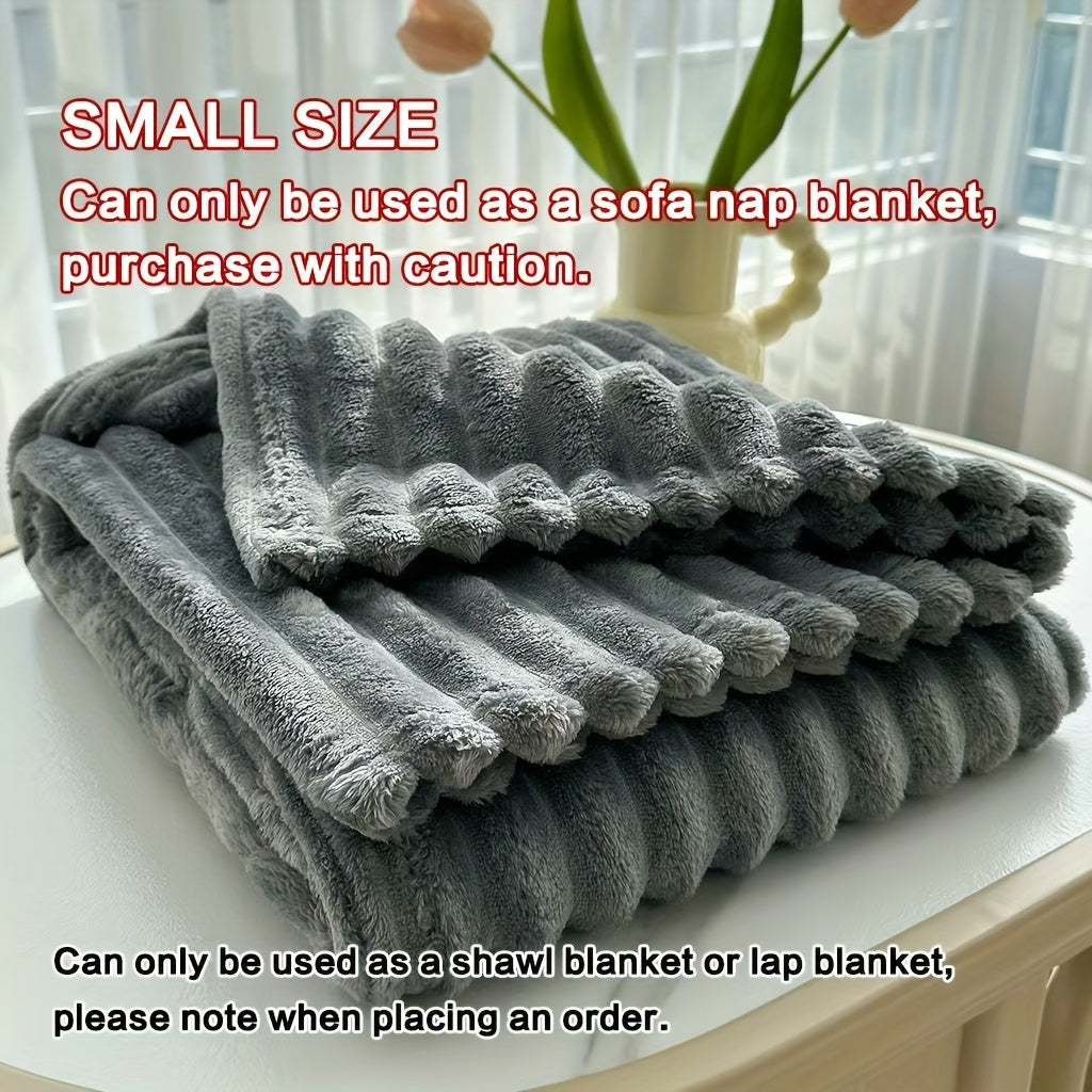 Fleece Throw Blanket Ultra-Soft 3D Faux Rabbit Fur Double-Sided – All-Season Cozy Blanket for Bed Sofa Travel Camping | 7 Colors 4 Sizes White Dark Gray Pink Khaki Purple Grey